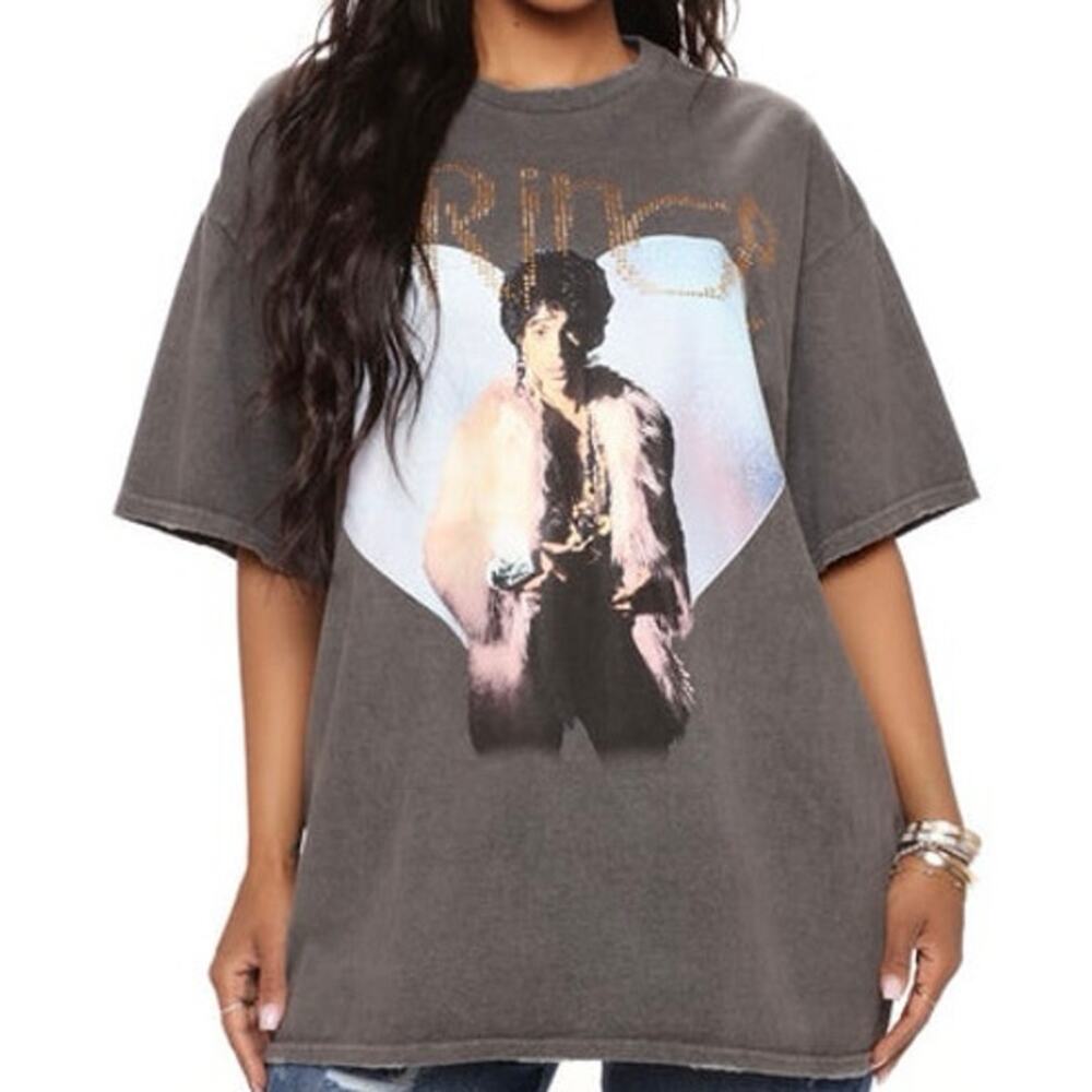 PRINCE Sign O' The Times Tee in Black Wash, Size S / M, New without Tag